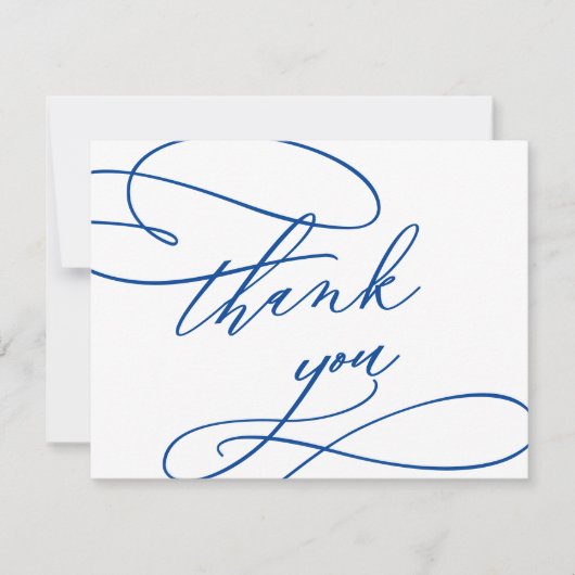 Romantische saffier blauw flat bruiloft dank u kaa kaart (Voorkant)