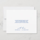 Romantische saffier blauw flat bruiloft dank u kaa kaart (Achterkant)