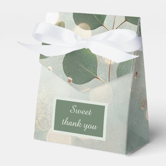 Romantische Sage Green Eucalyptus Wedding Bedankdoosjes (Voorkant Zijde)