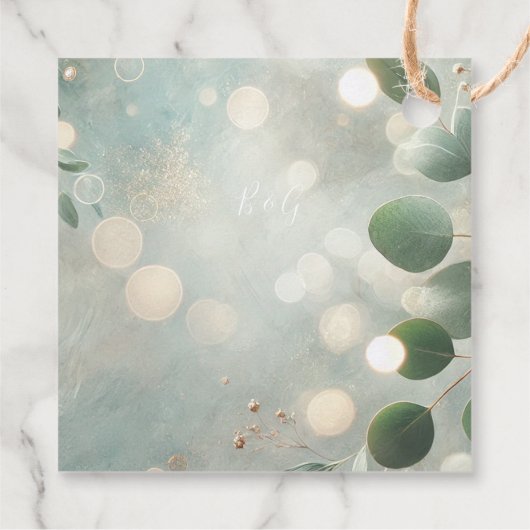 Romantische Sage Green Eucalyptus Wedding Bedankjes Labels (Achterkant)