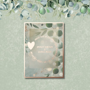 Romantische Sage Green Eucalyptus Wedding Folie Uitnodiging