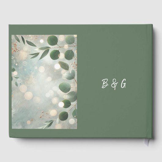 Romantische Sage Green Eucalyptus Wedding Gastenboek (Achterkant)