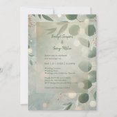 Romantische Sage Green Eucalyptus Wedding Kaart (Voorkant)