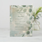 Romantische Sage Green Eucalyptus Wedding Kaart (Staand voorkant)