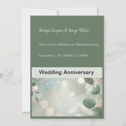 Romantische Sage Green Eucalyptus Wedding Kaart (Voorkant)