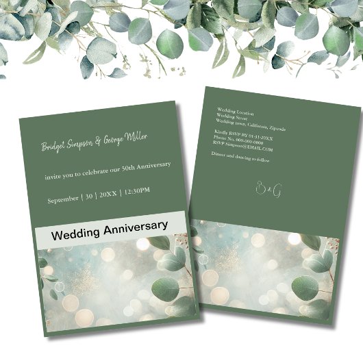 Romantische Sage Green Eucalyptus Wedding Kaart