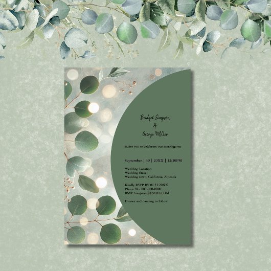 Romantische Sage Green Eucalyptus Wedding Kaart