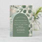 Romantische Sage Green Eucalyptus Wedding Kaart (Staand voorkant)