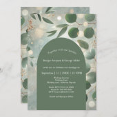 Romantische Sage Green Eucalyptus Wedding Kaart (Voorkant / Achterkant)