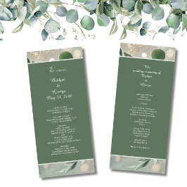 Romantische Sage Green Eucalyptus Wedding Programmakaart