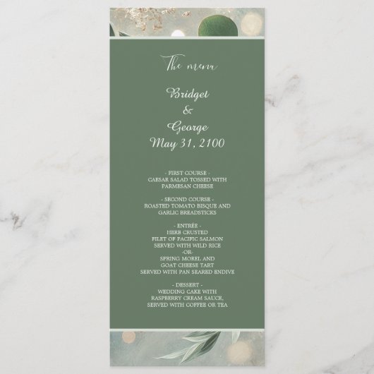 Romantische Sage Green Eucalyptus Wedding Programmakaart (Voorkant)