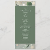 Romantische Sage Green Eucalyptus Wedding Programmakaart (Achterkant)