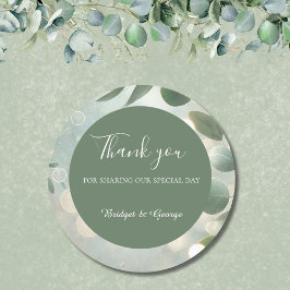 Romantische Sage Green Eucalyptus Wedding Ronde Sticker