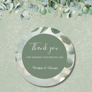 Romantische Sage Green Eucalyptus Wedding Ronde Sticker