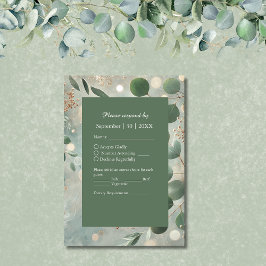 Romantische Sage Green Eucalyptus Wedding RSVP Kaartje