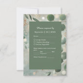 Romantische Sage Green Eucalyptus Wedding RSVP Kaartje (Voorkant)