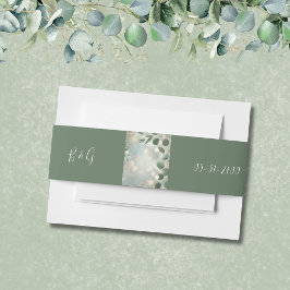 Romantische Sage Green Eucalyptus Wedding Uitnodigingen Wikkel