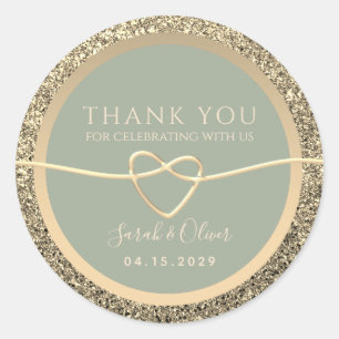 Romantische Sage Green Wedding Stickers voor Favor