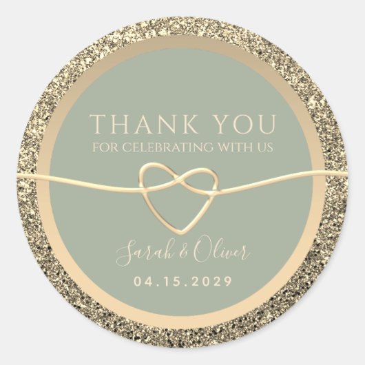 Romantische Sage Green Wedding Stickers voor Favor (Voorkant)