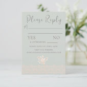 Romantische Sage Groen Wit Bloemen RSVP-kaart RSVP Kaartje (Staand voorkant)