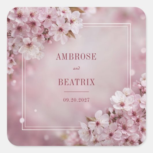 Romantische Sakura Blossom Wedding Sticker (Voorkant)
