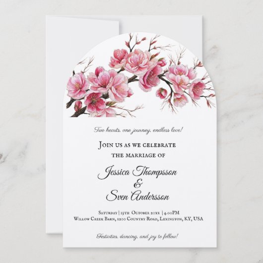 Romantische Sakura kersenbloesems Bloom Wedding Kaart (Voorkant)