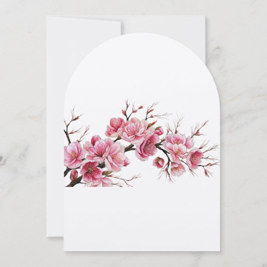 Romantische Sakura kersenbloesems Bloom Wedding Kaart (Achterkant)