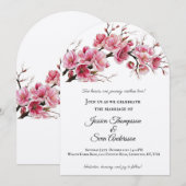 Romantische Sakura kersenbloesems Bloom Wedding Kaart (Voorkant / Achterkant)