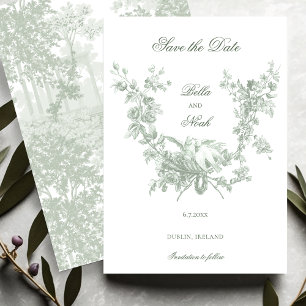 Romantische Salie Bloemenkrans met Liefdesvogels B Save The Date