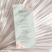 Romantische salie groen en roze rozen bruiloft men menu