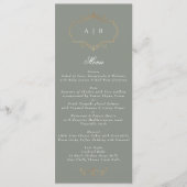 romantische salie groen klassiek goud monogram bru menu (Voorkant)