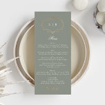 romantische salie groen klassiek goud monogram bru menu<br><div class="desc">Dit ontwerp maakt deel uit van een collectie - neem contact met ons op als u extra kantoorbenodigdheden nodig hebt *geen echte folie</div>