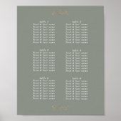 romantische salie groen klassiek goud monogram bru poster (Voorkant)