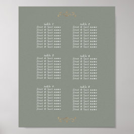romantische salie groen klassiek goud monogram bru poster