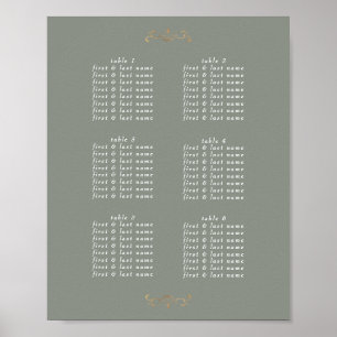 romantische salie groen klassiek goud monogram bru poster