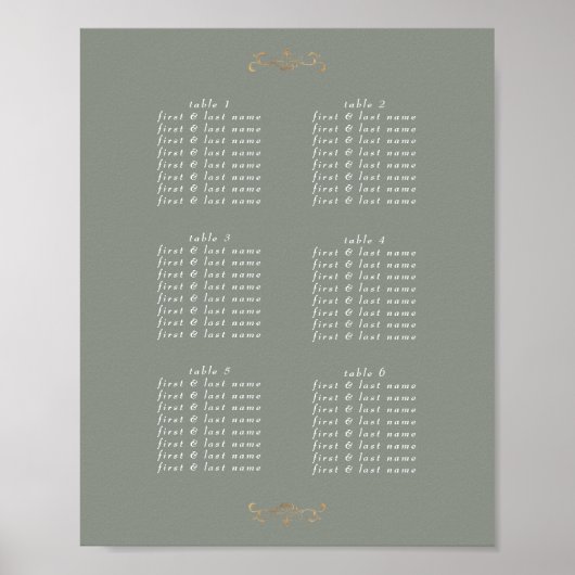 romantische salie groen klassiek goud monogram bru poster (Voorkant)