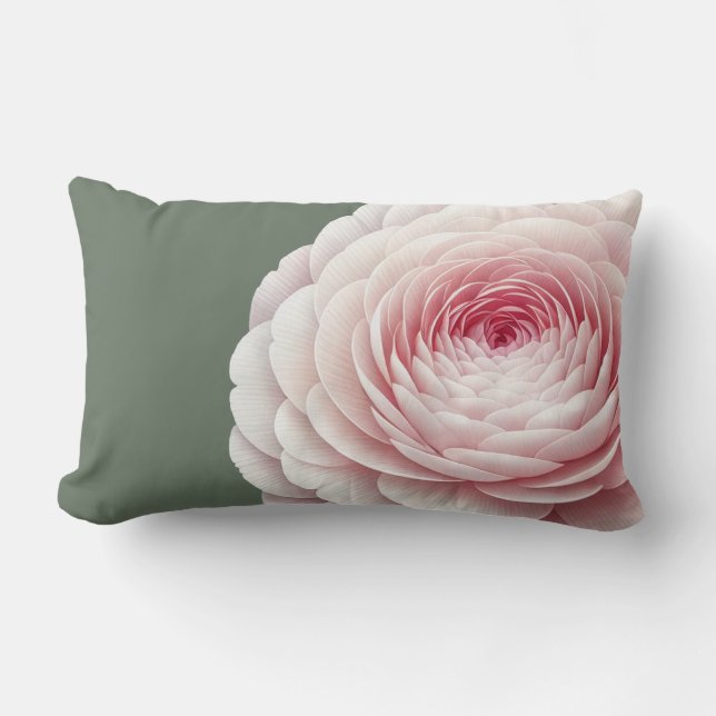 Romantische saliegroene blos bloemendoek kussen (Voorkant)