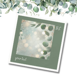 Romantische saliegroene eucalyptus bruiloft servet