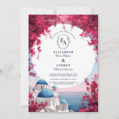 Romantische Santorini Sunset Bougainvillea Kaart (Voorkant)