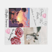 Romantische 'Save The Date' Trouwcollage Fleece Deken (Voorkant (Horizontaal))