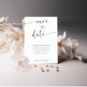 Romantische Save-the-Datekaart met Zwarte en Witte Save The Date
