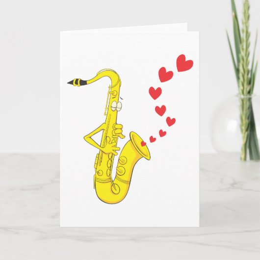 Romantische saxofoon serenading kaart (Voorkant)
