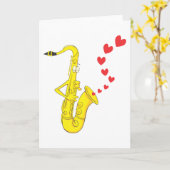 Romantische saxofoon serenading kaart (Gele Bloem)