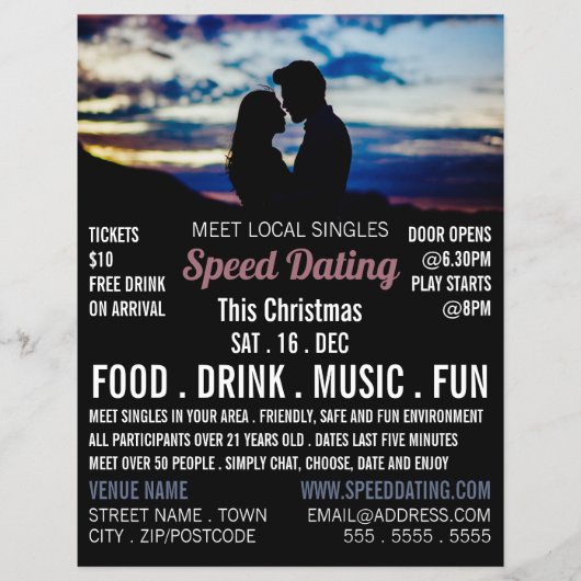 Romantische Scene, Speed Dating Event Adverteren Flyer (Voorkant)
