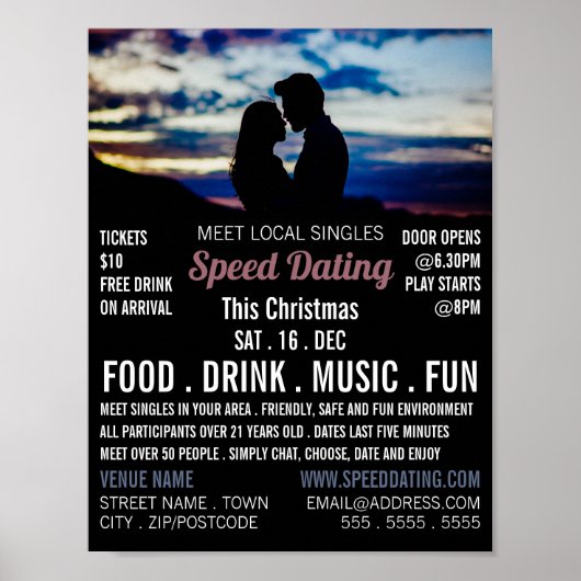 Romantische Scene, Speed Dating Event Adverteren Poster (Voorkant)