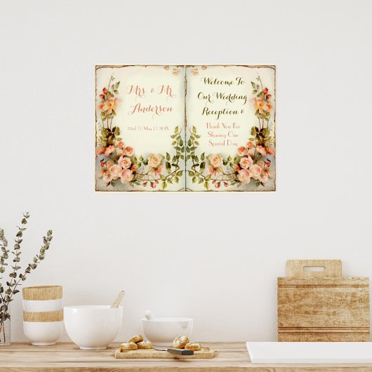 Romantische schattige bloem poster (Keuken)