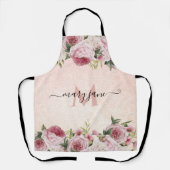 Romantische schattige girale roze Glitter Monogram Schort (Voorkant)