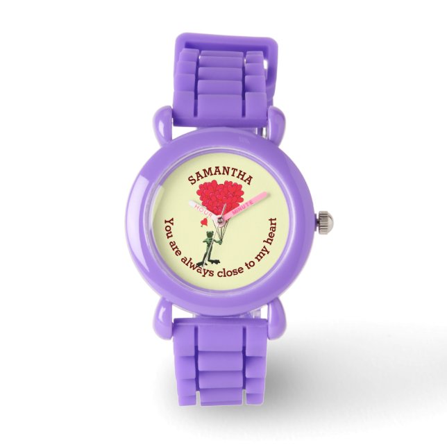 Romantische schattige kikker en rood hart geperson horloge (Voorkant)