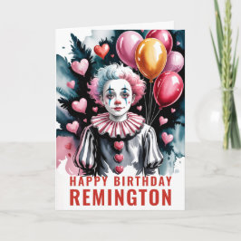 Romantische Schattige Pierrot Verjaardags Clown Kaart