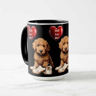 Romantische schattige puppy met hart en kapotte sc mok